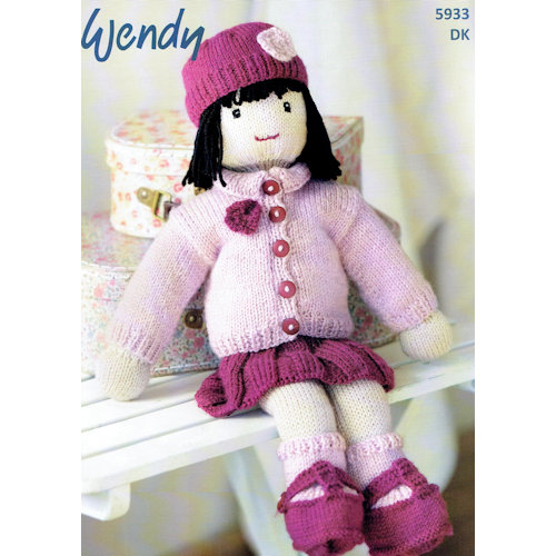 Wendy 5933 Doll knit in #3/DK weight yarn.